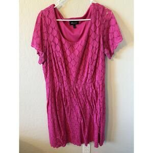 RN Studio By Ronni‎ Nicole Dress Womens 2X Pink Lace ALine Short Sleeve Elegant